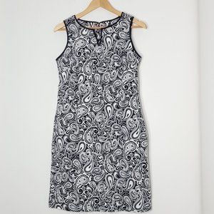 Talbots Women's Black & White Paisley Cotton Sleeveless Dress Pockets 6 Petite